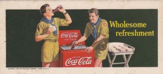 " Boy Scouts " Drink Coca - Cola " Wholesome Refreshment " - 1942 Coca - Cola Ink Blotter