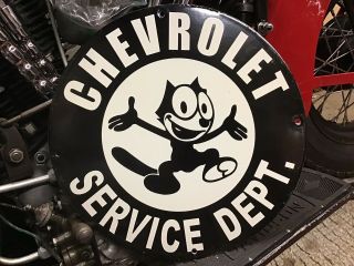 Vintage Porcelain Felix Chevrolet Service Dept.  Sign Corvette Camarillo 57 Chev