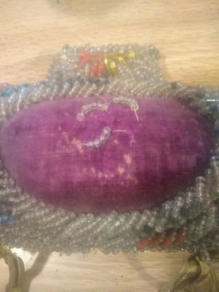 Antique Native American Iroquois Style Indian Beaded Heart Pin Cushion 3