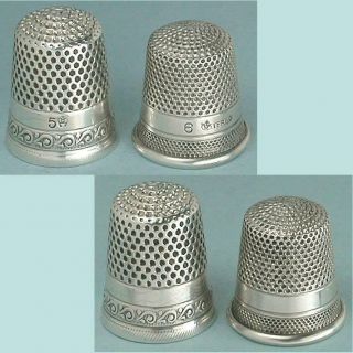 2 Small Antique Sterling Silver Thimbles By H.  Muhr 