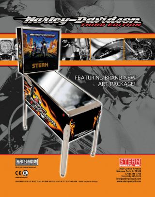 Harley Davidson Third Edition Pinball Flyer Stern Nos Game Artwork Rare