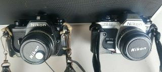 Vintage Nikon Fg - 20 And Em 35mm Cameras.  As Found