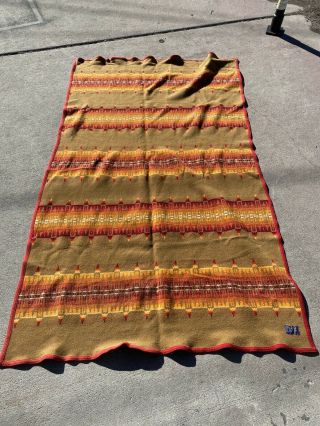 Vintage Beaver State Pendleton Woolen Mills Blanket Aztec/native 76 " X42 Usa