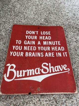 Vintage Burma Shave Red Sign 11x13