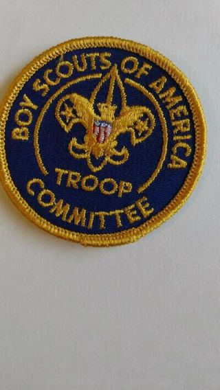 Bsa Position Patch,  Troop Committee,  1970 - 73,  Blue Twill,  Rolled Edge