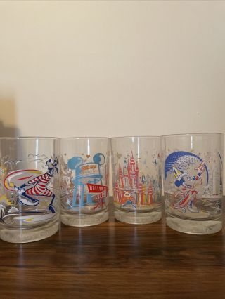 Set Of 4 Mcdonalds Disney World 100 Years Of Magic 25th Anniversary Cups Glasses