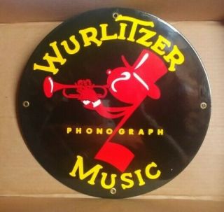 12 " Porcelain Wurlitzer Phonagraph - Music - Heavy Sign - Ec - Jukebox Record