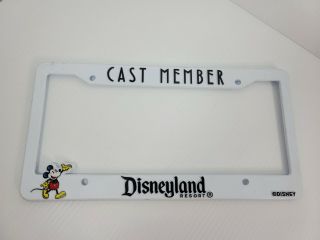 Disneyland Resort Cast Member White Plastic License Plate Frame Mickey Mouse