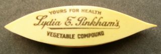 Lydia E Pinkhams Vegetable Compound Celluloid Advertising Sewing Tatting Shuttle