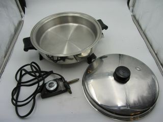 Vintage Saladmaster 7817 Oil Core Electric Skillet W/ Vapo Lid Made In Usa
