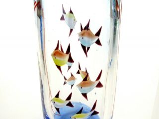 Vintage Murano Art Glass Freeform Fish Aquarium Studio Vase X Large Size 21.  5cm 3