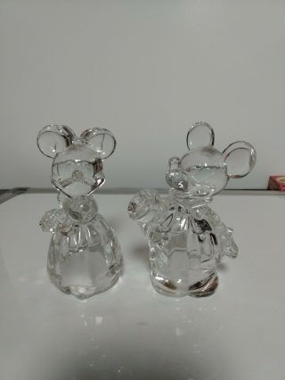 Disney Mickey & Minnie Mouse Vintage Lenox Crystal Salt/pepper Shakers Shipsfree
