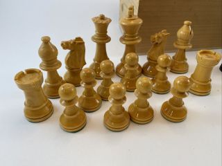 Vintage Lardy Hand Carved Wood Chess Set in Slide Box - weighted 2