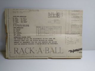 Gottlieb Rack A Ball Pinball Machine Schematic Wiring Diagram 1962 Flipper Game