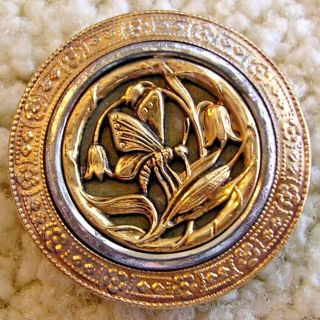 Fabulous And Ex Rare Brass Butterfly Button,  Ca.  1880s/1890s
