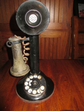 Vintage Rotary Dial Candlestick Telephone 1930s? Parts Restore 11 1/2 " Metal