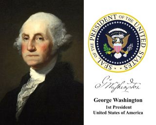 George Washington Presidenial Seal U.  S.  Portrait Autograph 8 X 10 Photo Picture