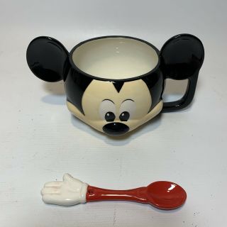 Disney Parks Mickey Mouse Ceramic Coffee Mug & Spoon