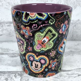 Disney Parks ' Quilted ' Mug Cup Coffee Tea Mickey Minnie Pluto Black Purple Green 3