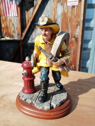 Vintage 1997 Vanmark Red Hats Of Courage Fireman Figurine Fire Alarm