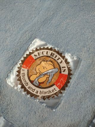 Vintage Peanuts Linus Security Blanket Blue Satin Trim 30 " X 30 "