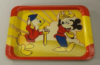 Walt Disney Mickey Mouse Donald Duck Happynak Tin Tray 5 3/4 " X 4 1/4 "