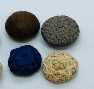 6 Antique Victorian Fabric Buttons,  Crocheted,  Wound,  Woven 2