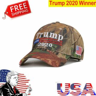 Donald Trump 2020 Camouflage Cap Hat Embroidered Usa Flag Keep America Great W3