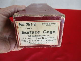 Vintage Starrett 257 B Surface Gage With Extra Spindles And Scribe (1677)