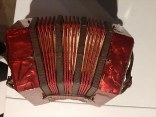 Italian Red Pearl Vintage Concertina