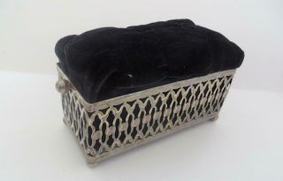 Antique Figural Silver Plate Pin Cushion In The Form Of A Tufted Ottoman No Res