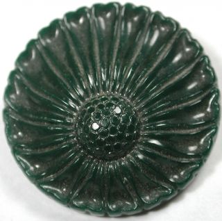 Vintage Glass Button Pretty Detailed Flower Design - 1 & 3/16 "