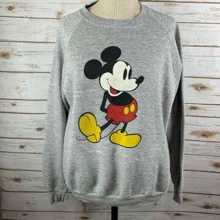 Vintage 80s Disney Mickey Mouse Sweatshirt Classic Heathered Gray Made In Usa