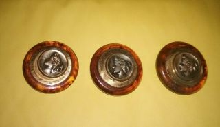 Cameo Antique Vintage Metal Button Detailed Ladies Head Victorian Edwardian
