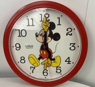 Vintage Disney Mickey Mouse Quartz Wall Clock Lorus Lhy224rl