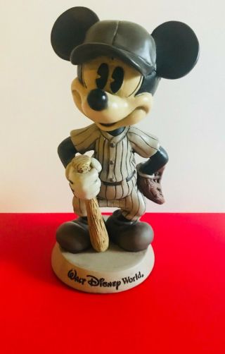 Walt Disney World Mickey Mouse Vintage Baseball Bobble Head Large