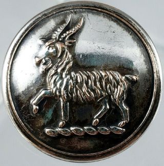 Silver - Plated Antique Livery Buttons Crest Of A Goat Passant Pitt Backmark