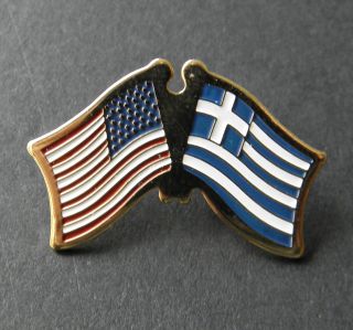 Greek Greece Usa Combo Flag International Lapel Pin Badge 1 Inch