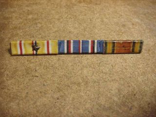 Vintage Ww2 Era Us Military 3 Campaign Service Medal Ribbon Bar