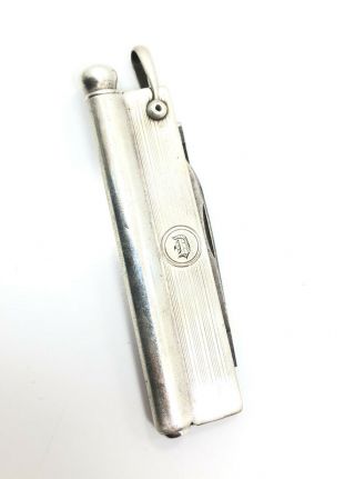 Vintage Art Deco Sterling Silver 925 Mechanical Pencil Pocket Knife Watch Fob