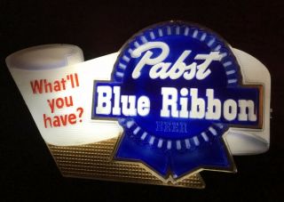 Vintage Pabst Blue Ribbon Beer Light Up Sign Pbr Price Bros.