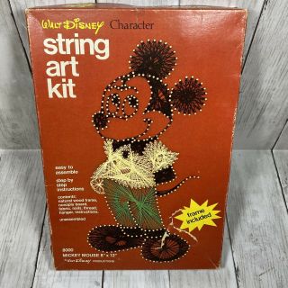 Vintage Walt Disney Mickey Mouse String Art Kit With Frame.  8”x12”