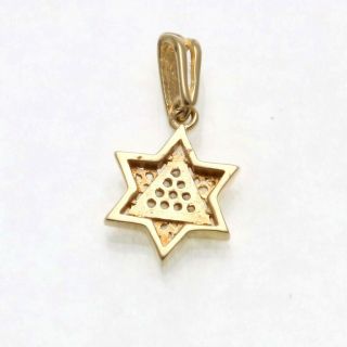 Vintage 14k yellow gold Jewish Star of David Cubic Zirconia Pendant Small Estate 2