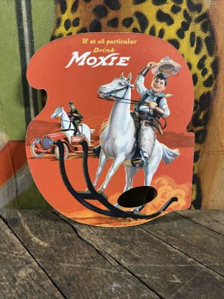 Vintage 1922 Moxie Ad Fan Sign Coca Cola 7up Pepsi Orange Crush Dp Horse Cowboy