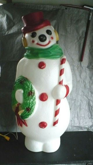 Vtg Empire Plastic Christmas Frosty The Snowman Blow Mold 46” Tall Yard Decor