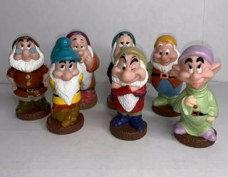Disney Snow White Seven 7 Dwarfs Vinyl Squeak Toys Vintage Christmas Holiday