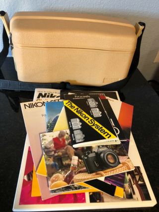 Vintage Nikon Em 35mm Slr Camera Kit With Accessories Case Film Circa 1981