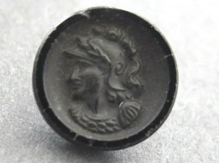 Sml Black Glass Athena Button - Greek Mythology