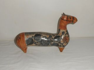 Vintage Tonala Mexican Pottery Folk Art Horse Figurine Hand Painted Figurine 3