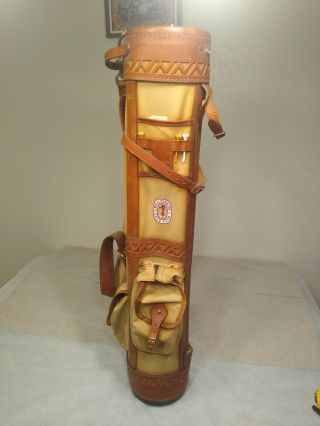 Belding Canvas & Leather Vintage Golf Bag Hill Country Golf Club 6 Inch Diameter